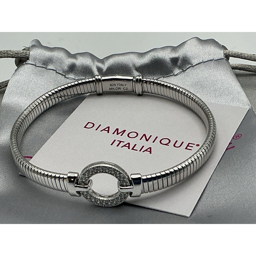 Diamonique Italia 925 Sterling Silver CZ Tubogas Bracelet 7" QVC J433999